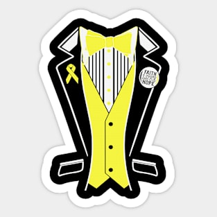 Tuxedo Faith Love Hope Hydrocephalus Awareness Yellow Ribbon Warrior Hope Cure Sticker